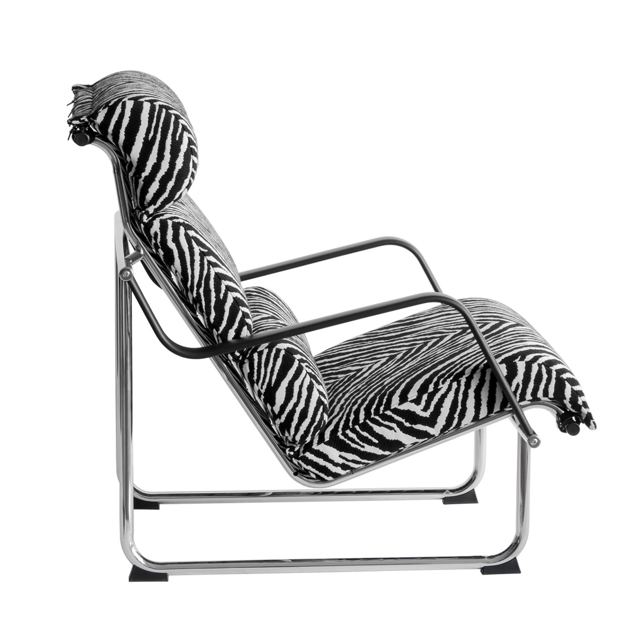 Remmi-nojatuoli, Zebra kangasverhoilu, kromattu teräsrunko - Image 2